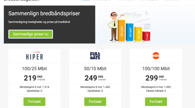 Sammenligning af bredbåndspriser